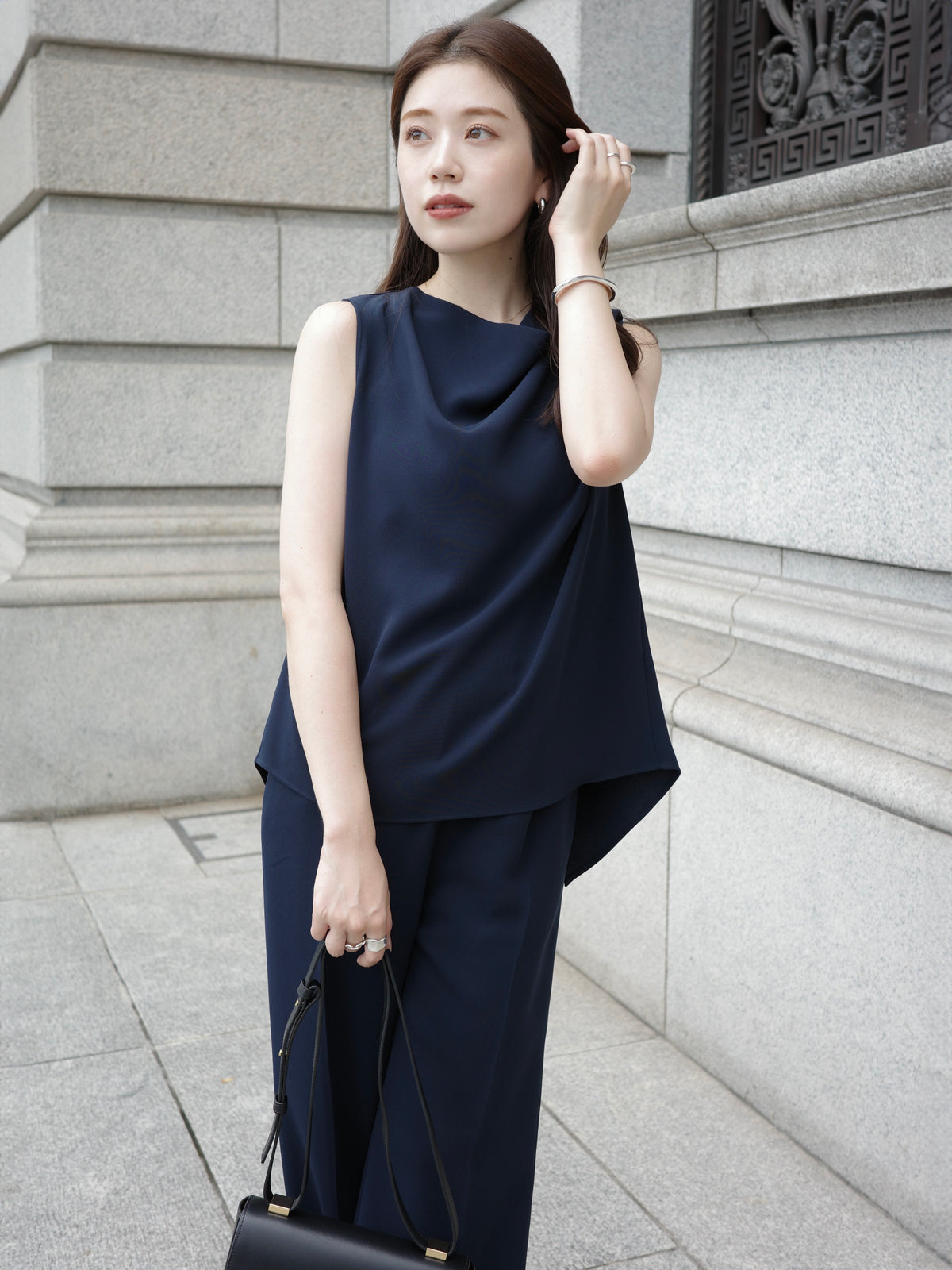 トリアセテートドレープブラウス