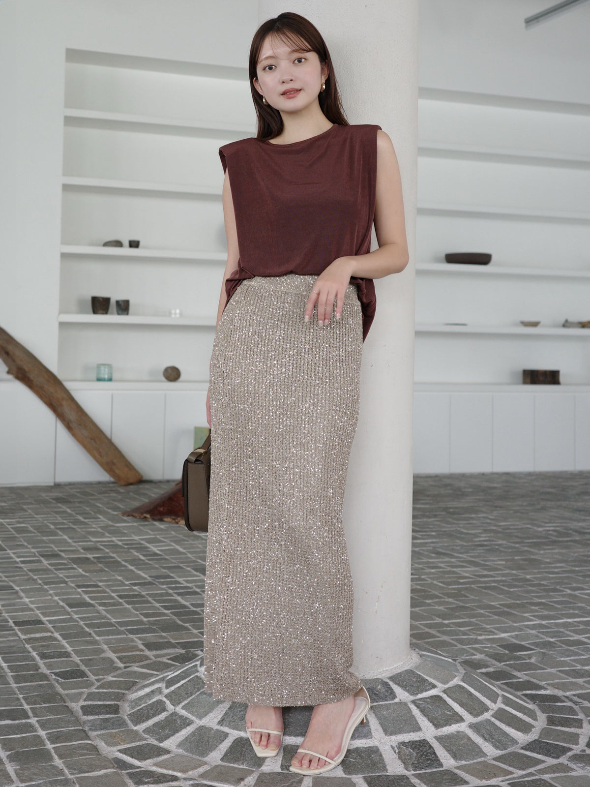 スパンコールニットタイトスカート