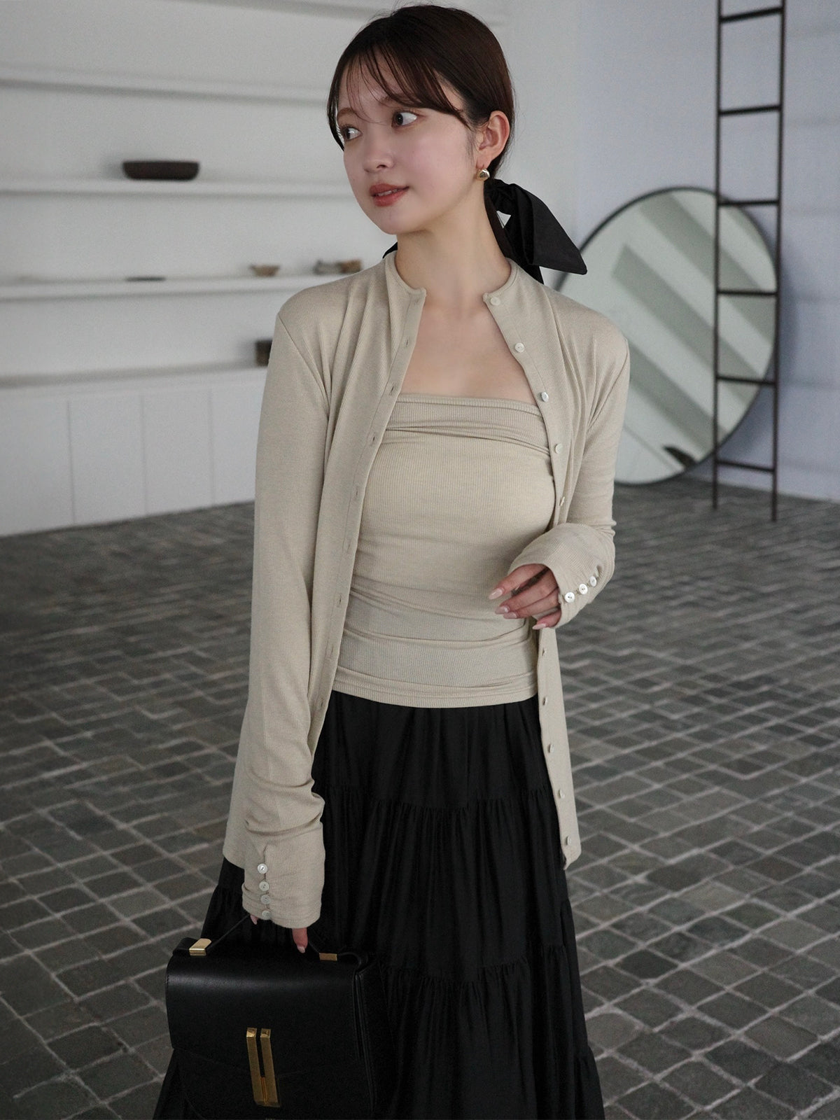 テンセルウールレイヤーカットトップス