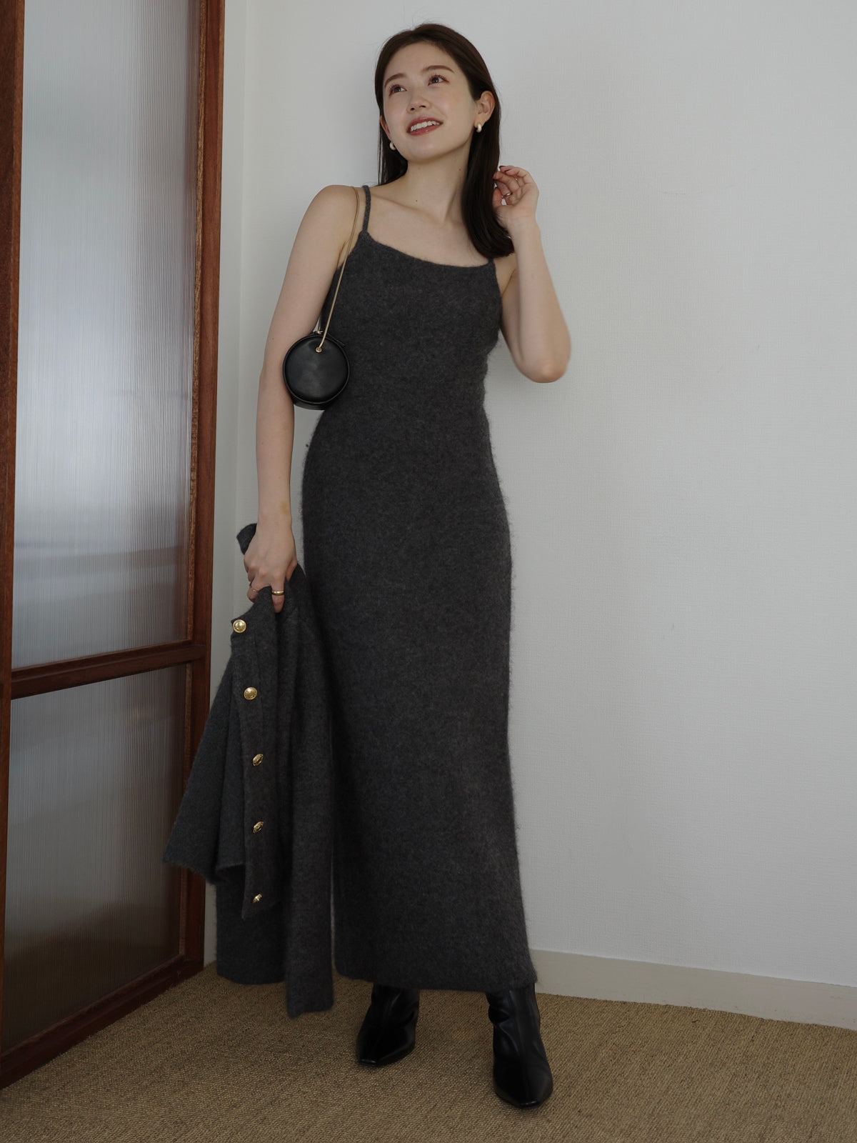 カシミヤブレンドキャミソールニットワンピース