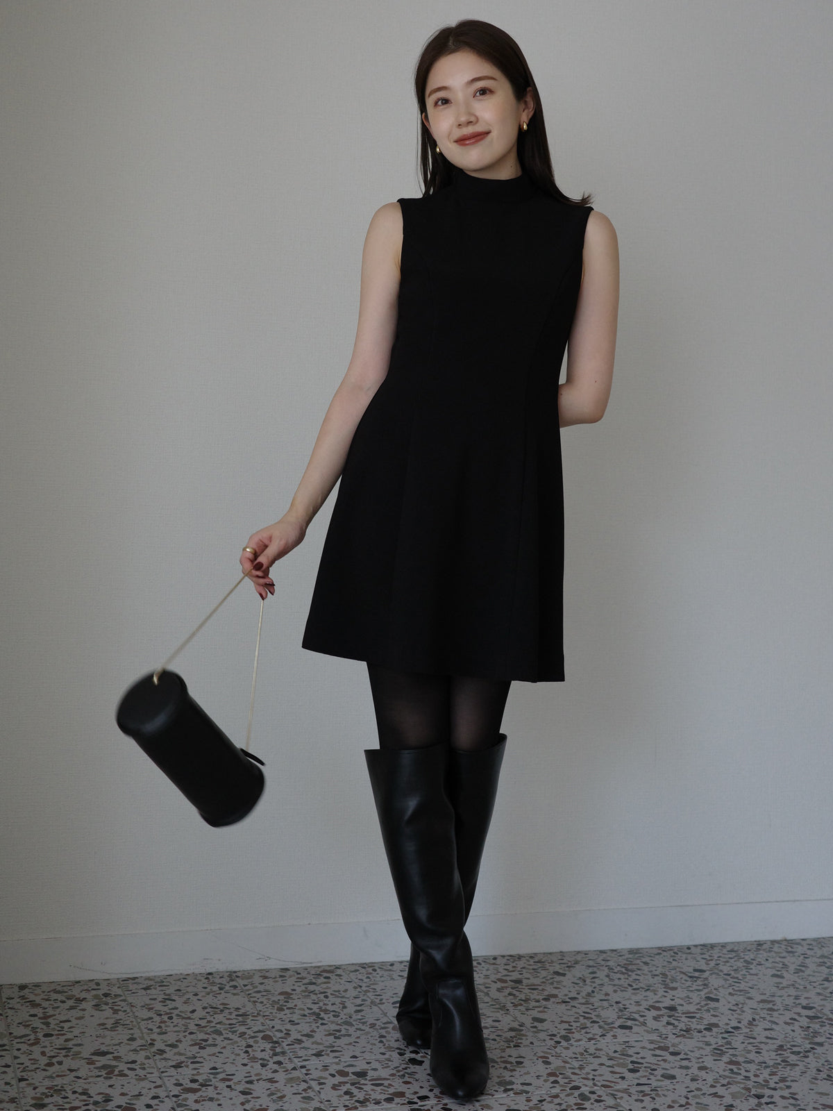 カットジョーゼットミニワンピース