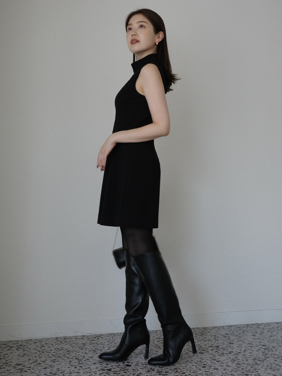 カットジョーゼットミニワンピース