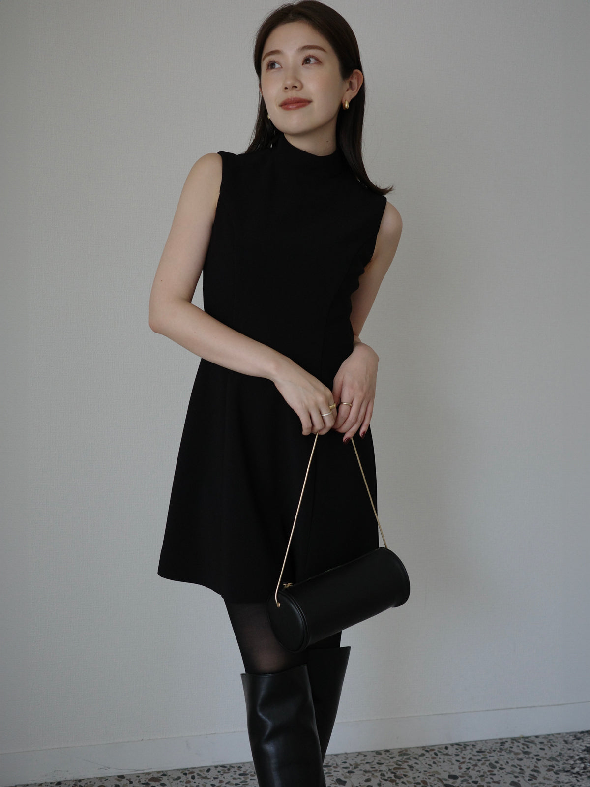 カットジョーゼットミニワンピース