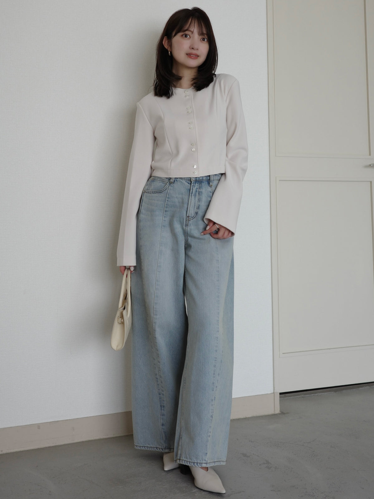 カットジョーゼットショートカーディガン