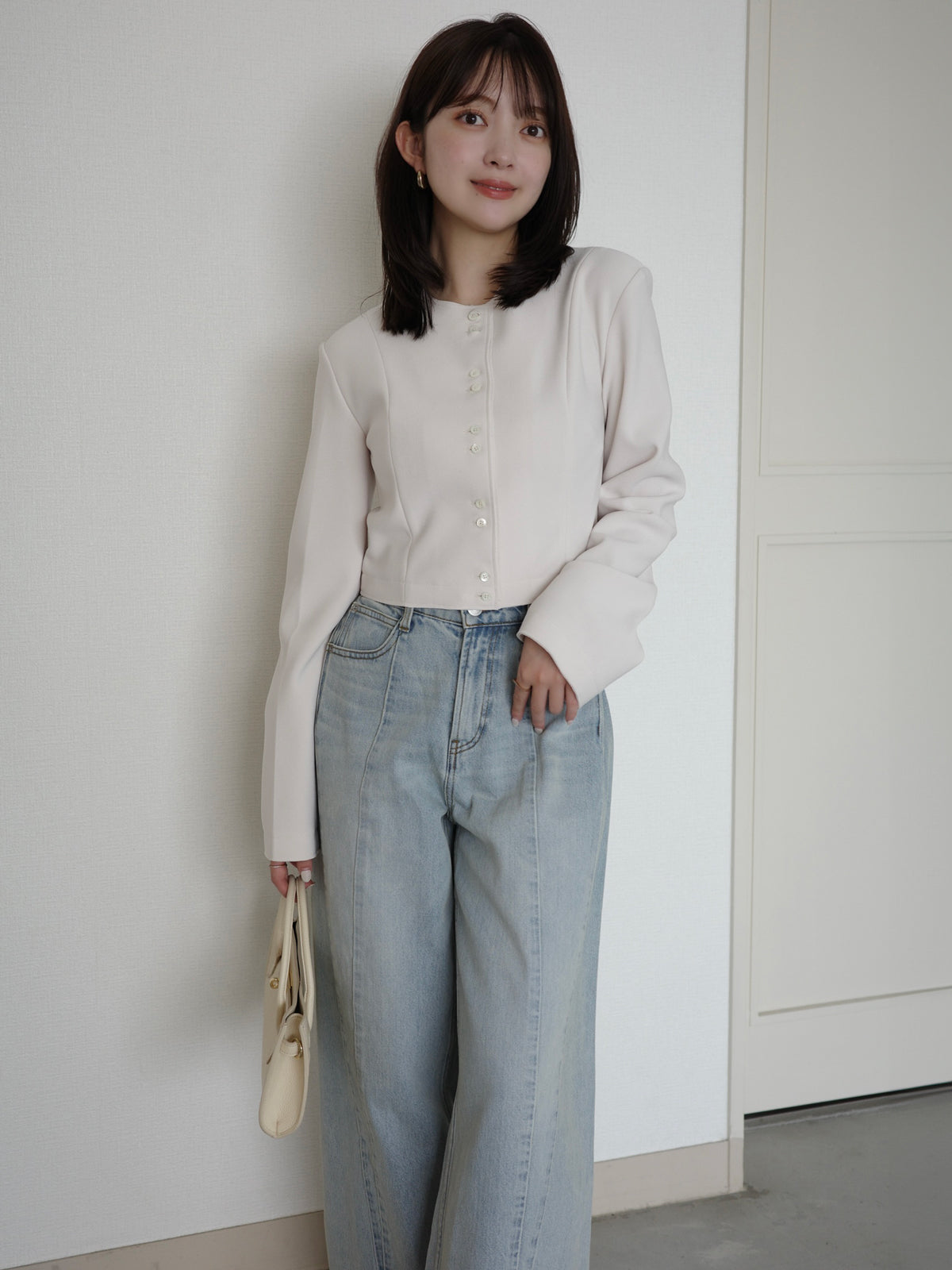 カットジョーゼットショートカーディガン