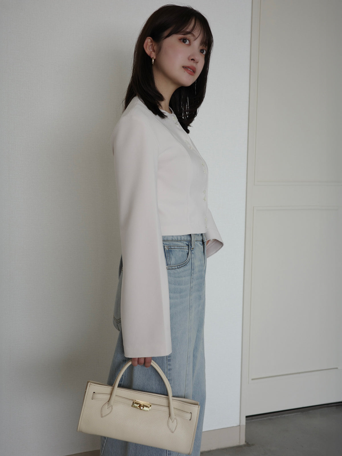 カットジョーゼットショートカーディガン