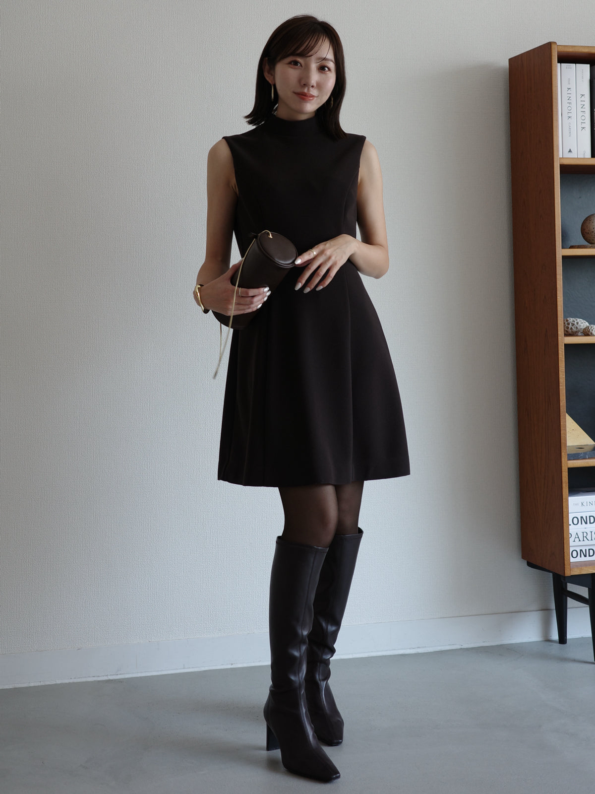 カットジョーゼットミニワンピース