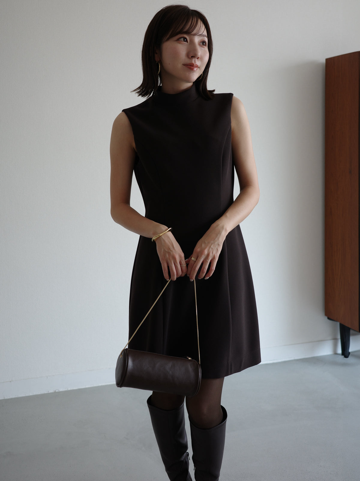 カットジョーゼットミニワンピース