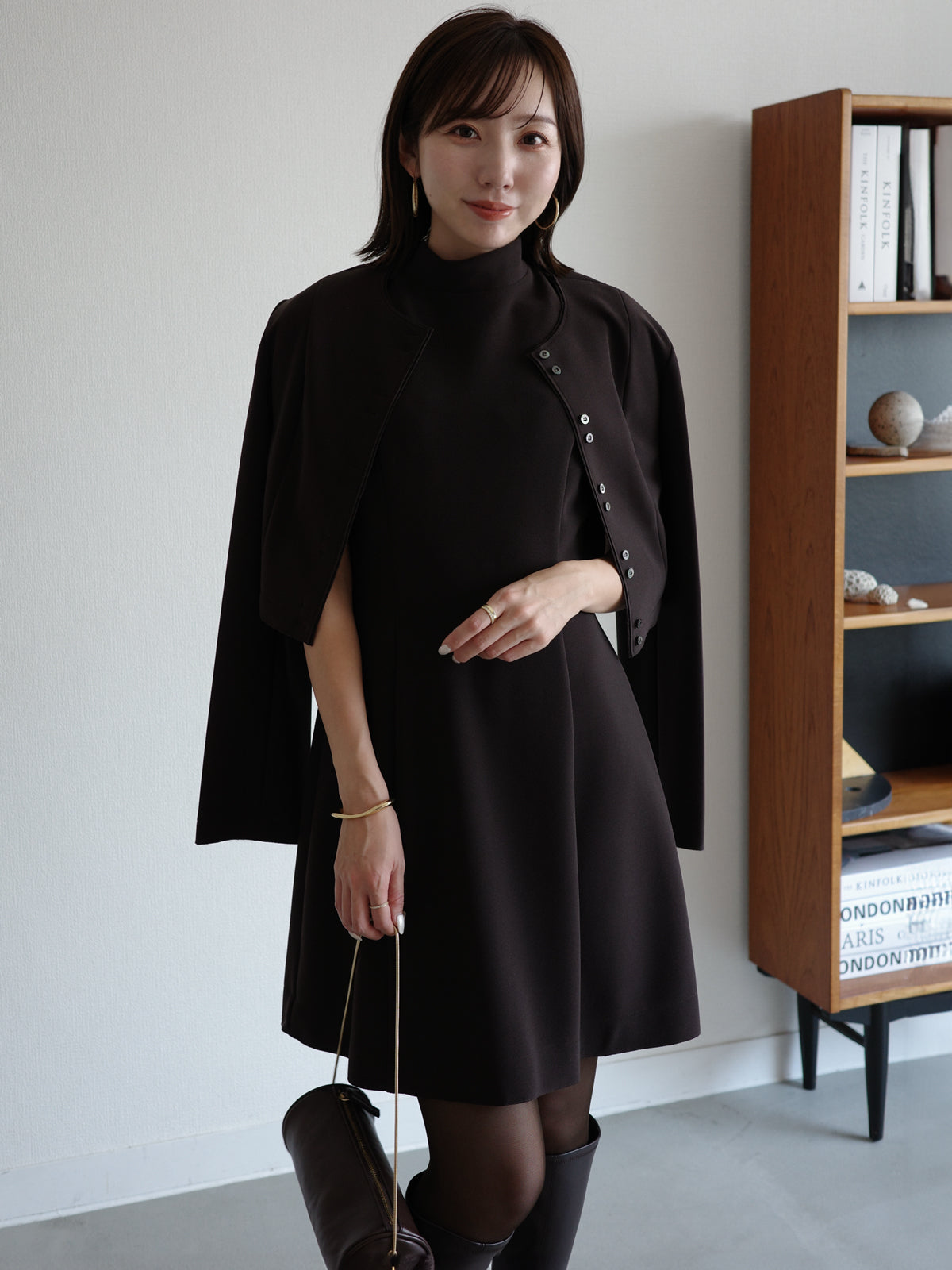 カットジョーゼットショートカーディガン