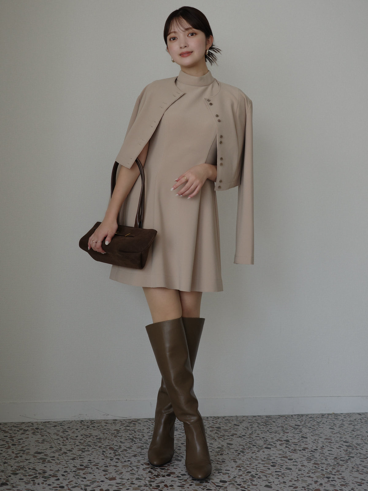 カットジョーゼットショートカーディガン