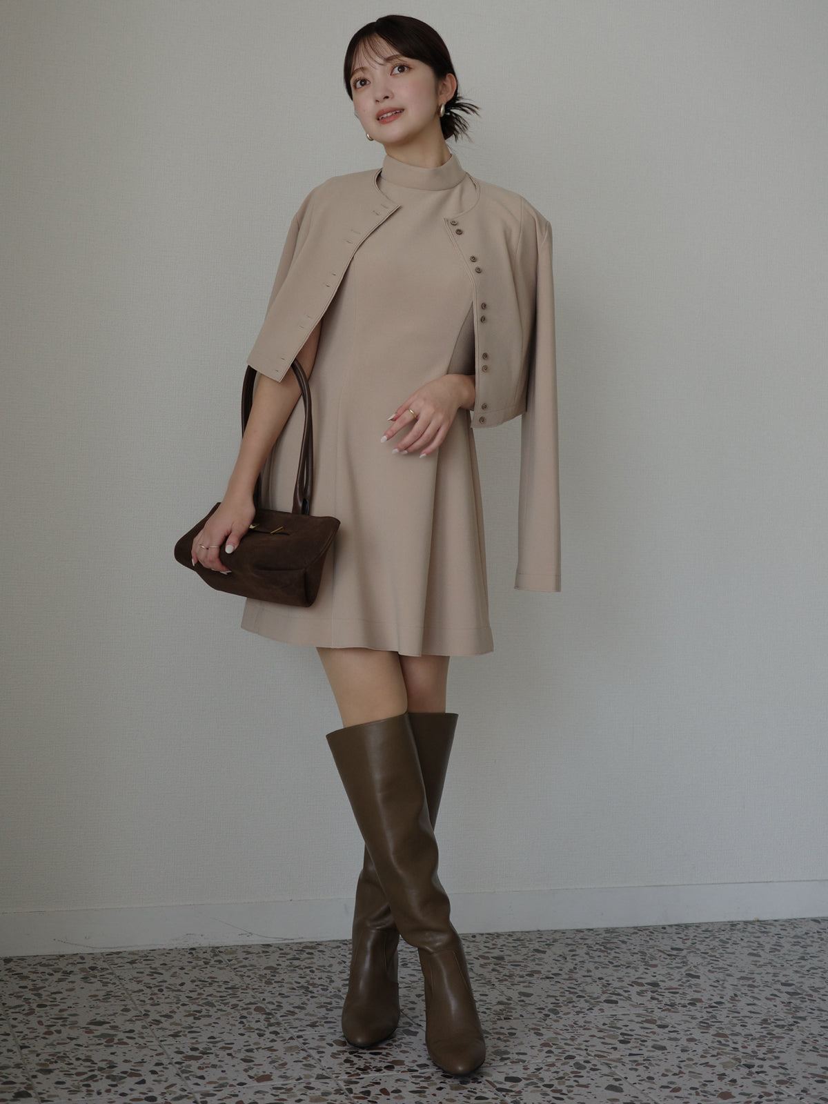 カットジョーゼットミニワンピース