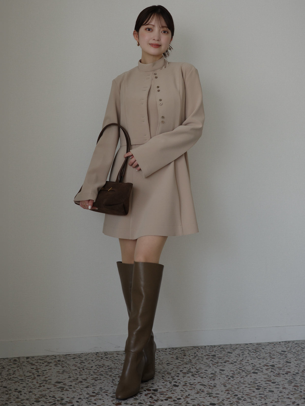 カットジョーゼットショートカーディガン