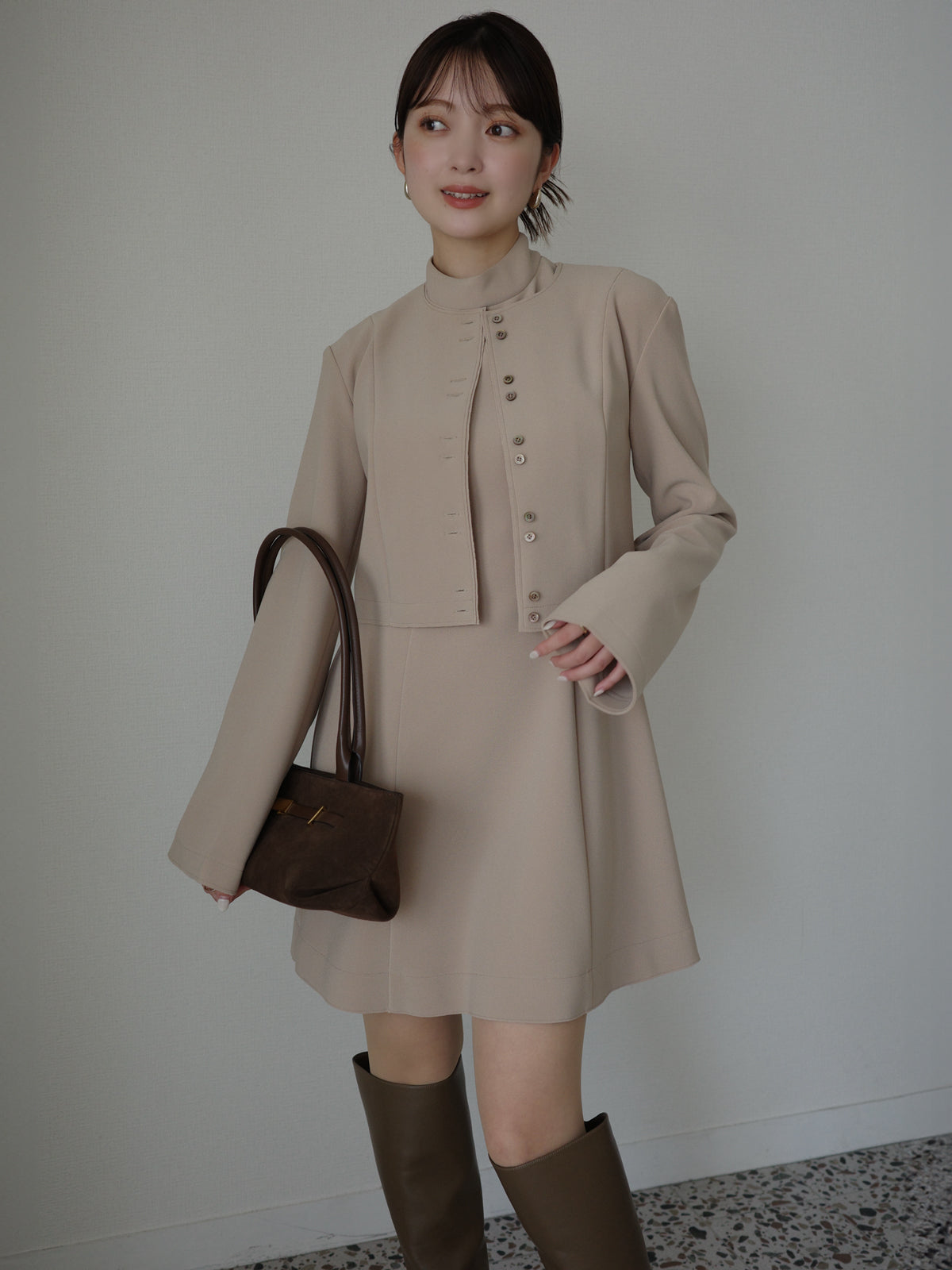 カットジョーゼットショートカーディガン