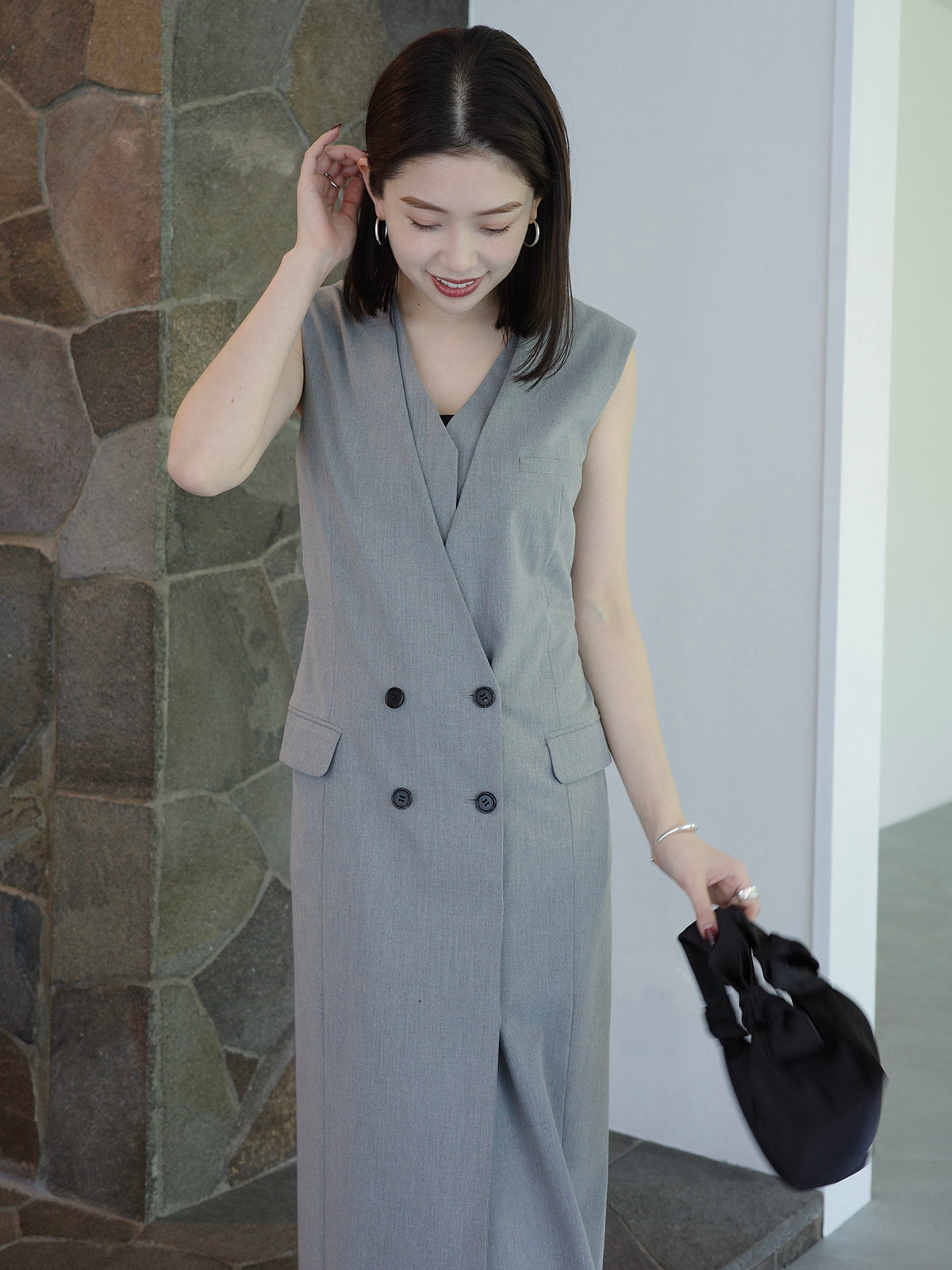 レイヤードジレワンピース