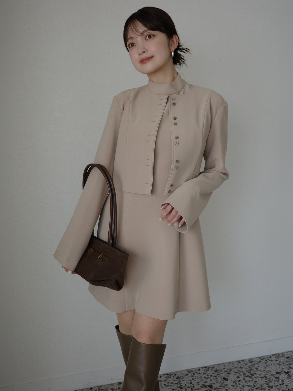 カットジョーゼットミニワンピース