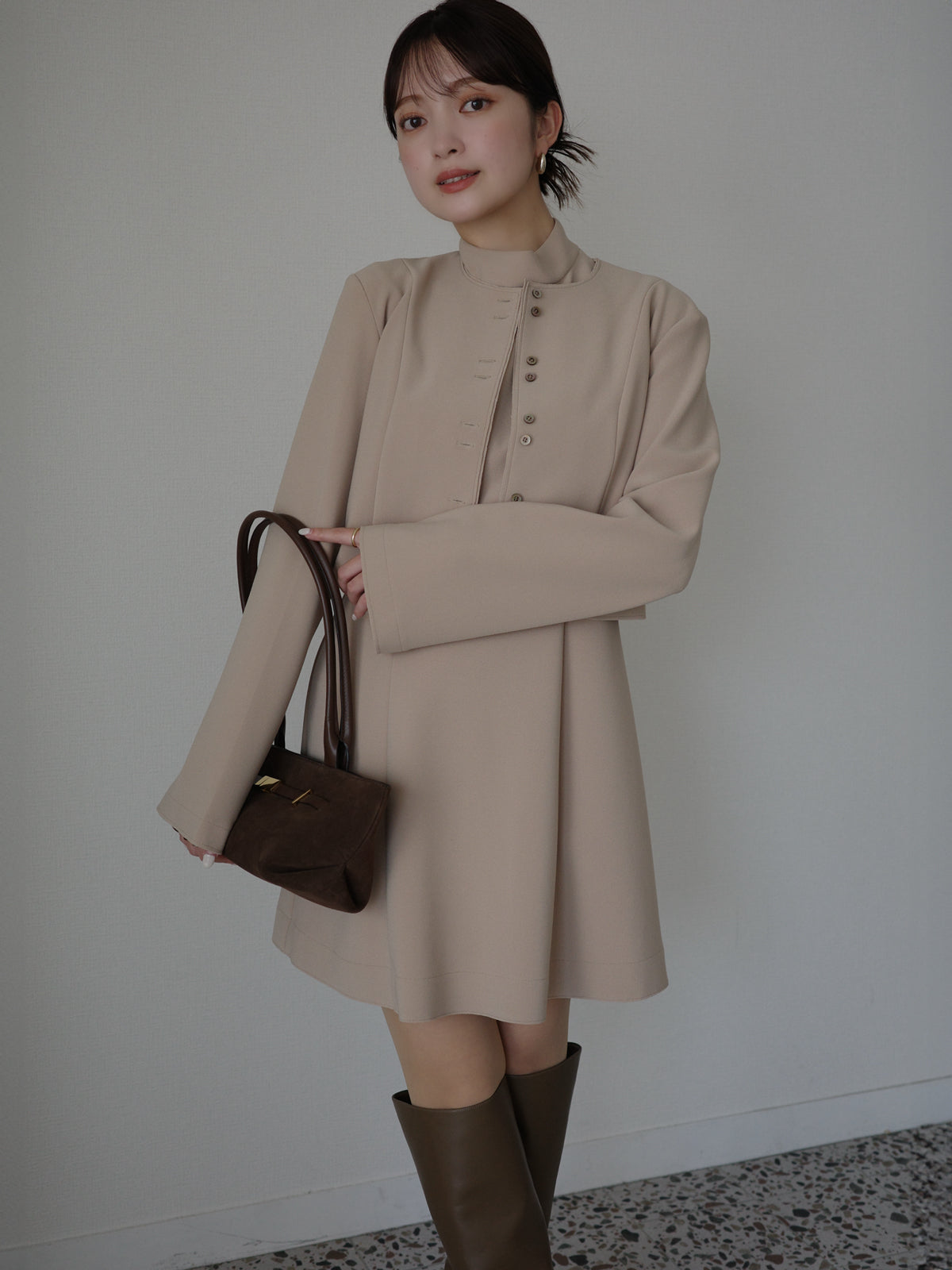 カットジョーゼットミニワンピース