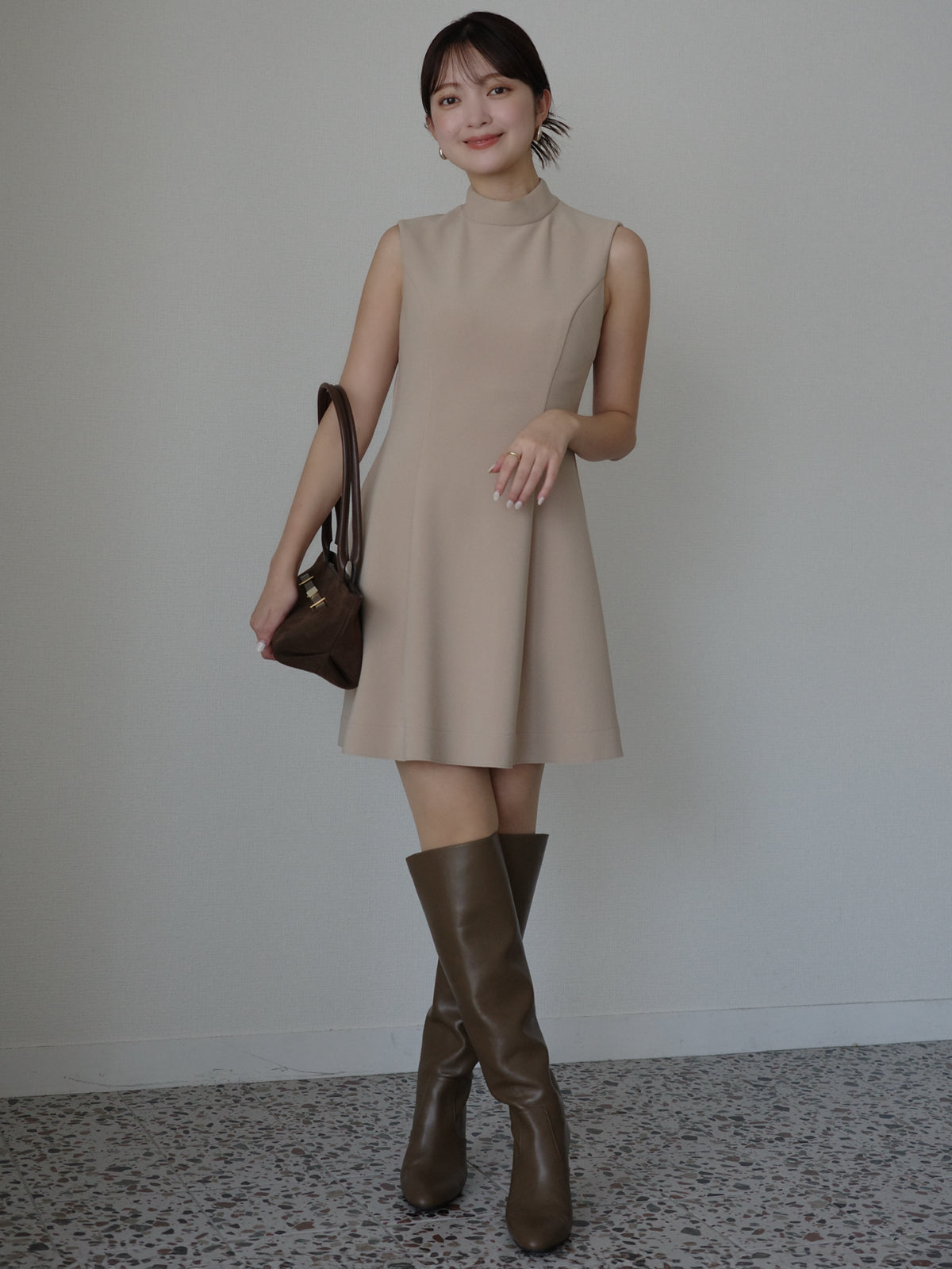 カットジョーゼットミニワンピース