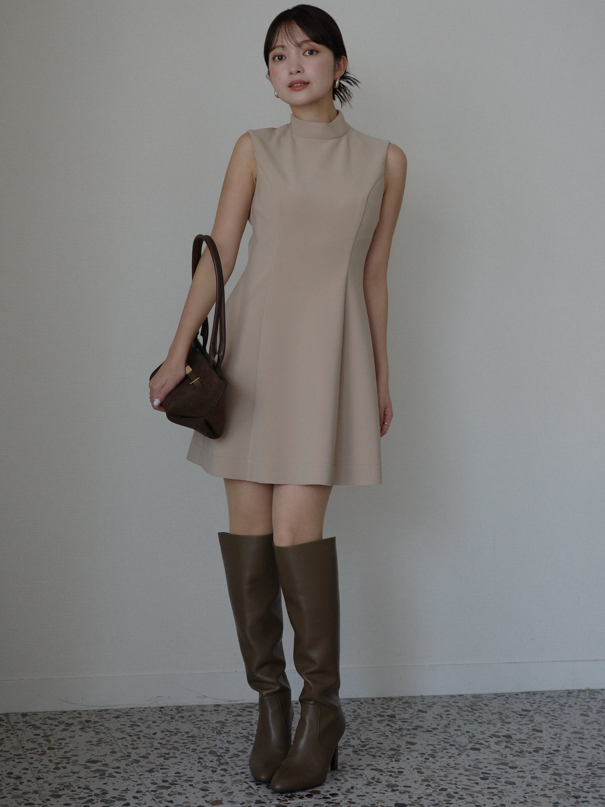 カットジョーゼットミニワンピース