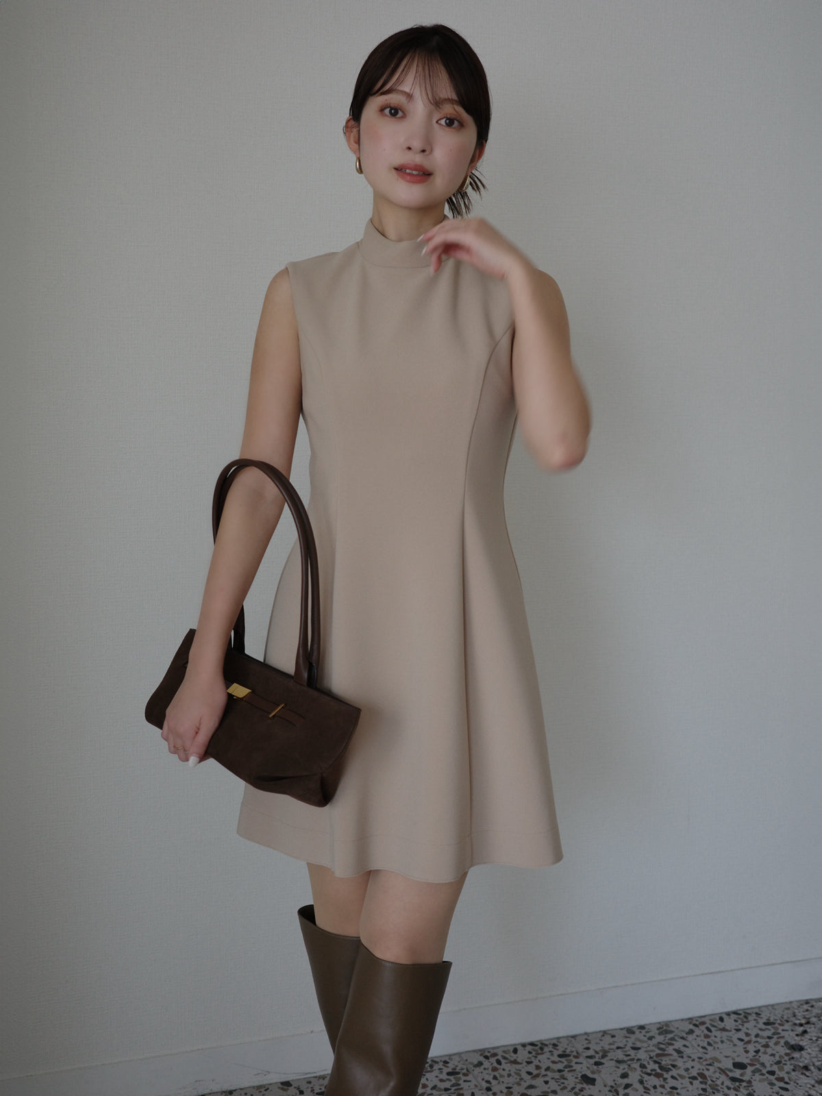 カットジョーゼットミニワンピース