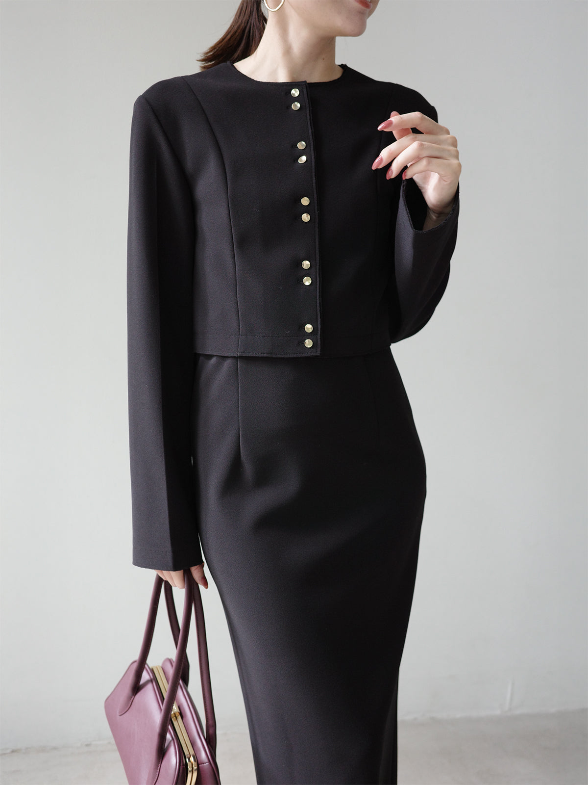 カットジョーゼットショートカーディガン