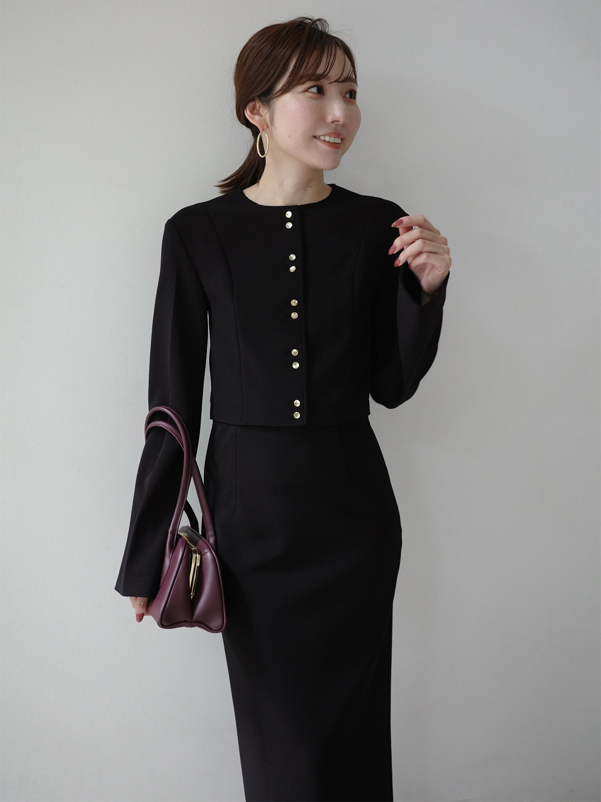 カットジョーゼットショートカーディガン