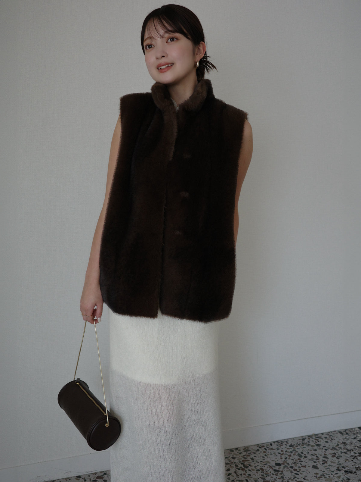 立领毛皮背心