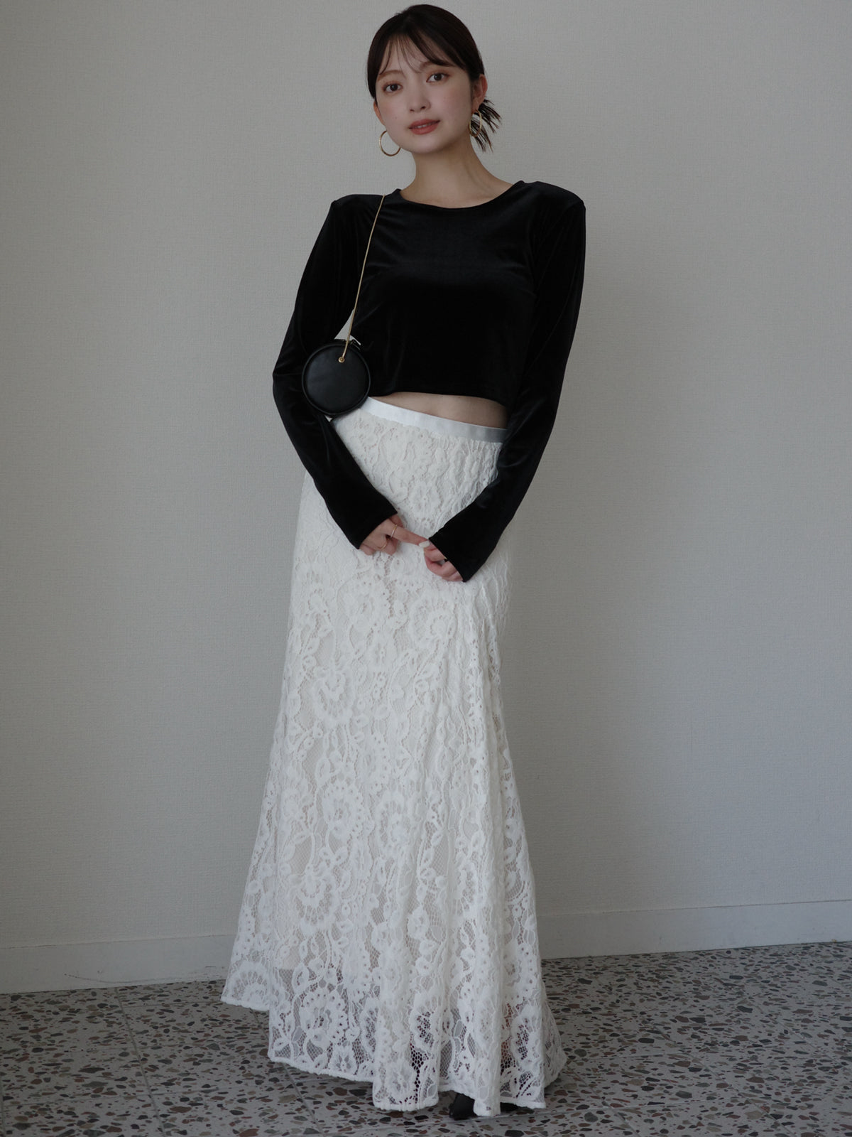 ベロアクロップドカットトップス