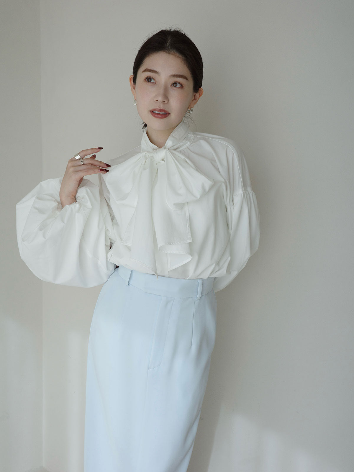 Anniv.バルーンスリーブボウタイブラウス