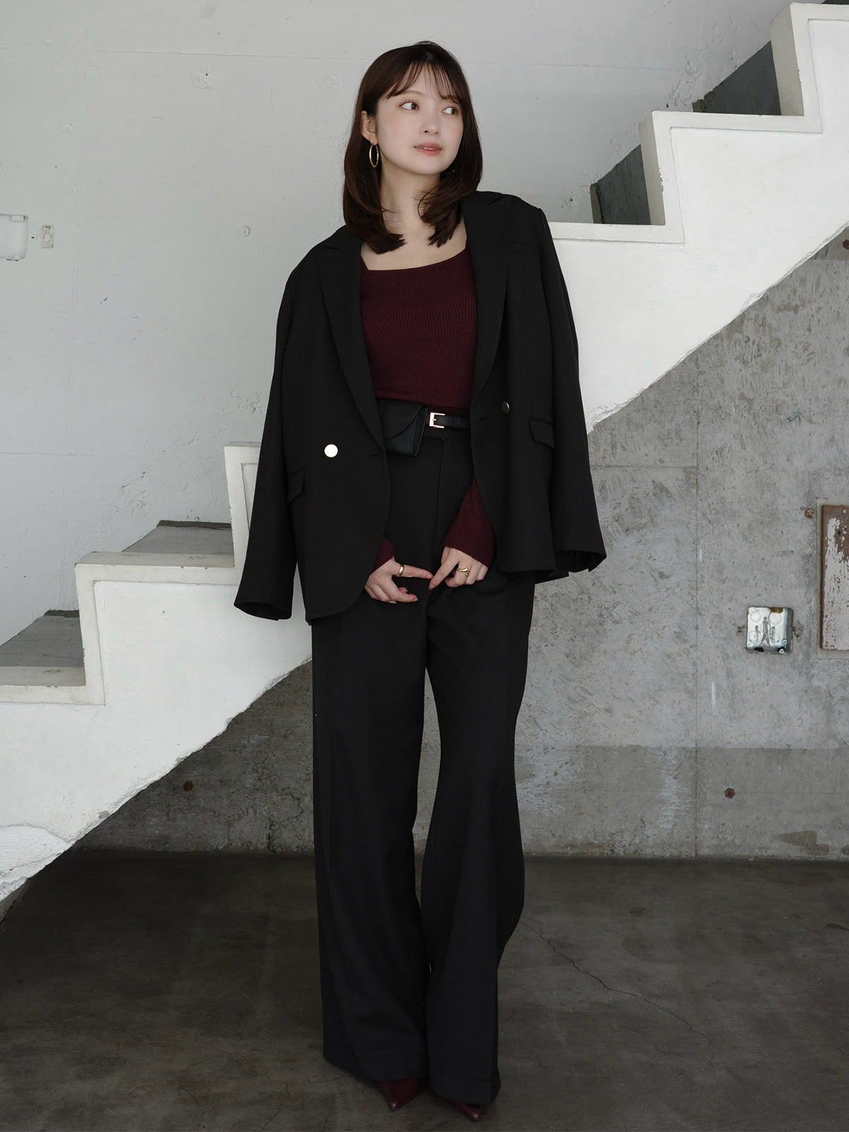 シルクカシミアブレンドデコルテリブニット