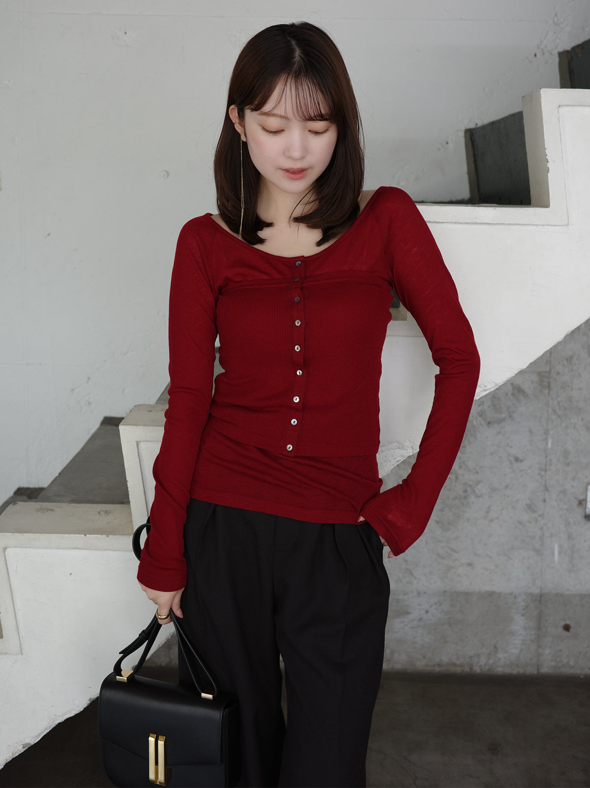 シアーウールレイヤリングトップス