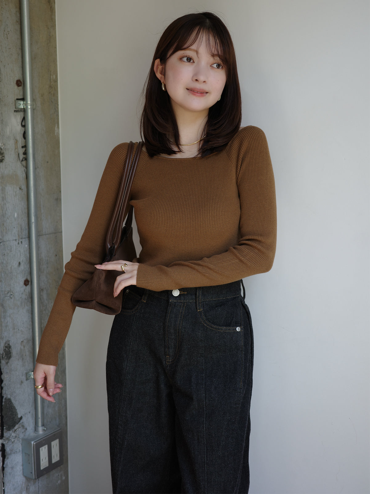 シルクカシミアブレンドボートネックニット