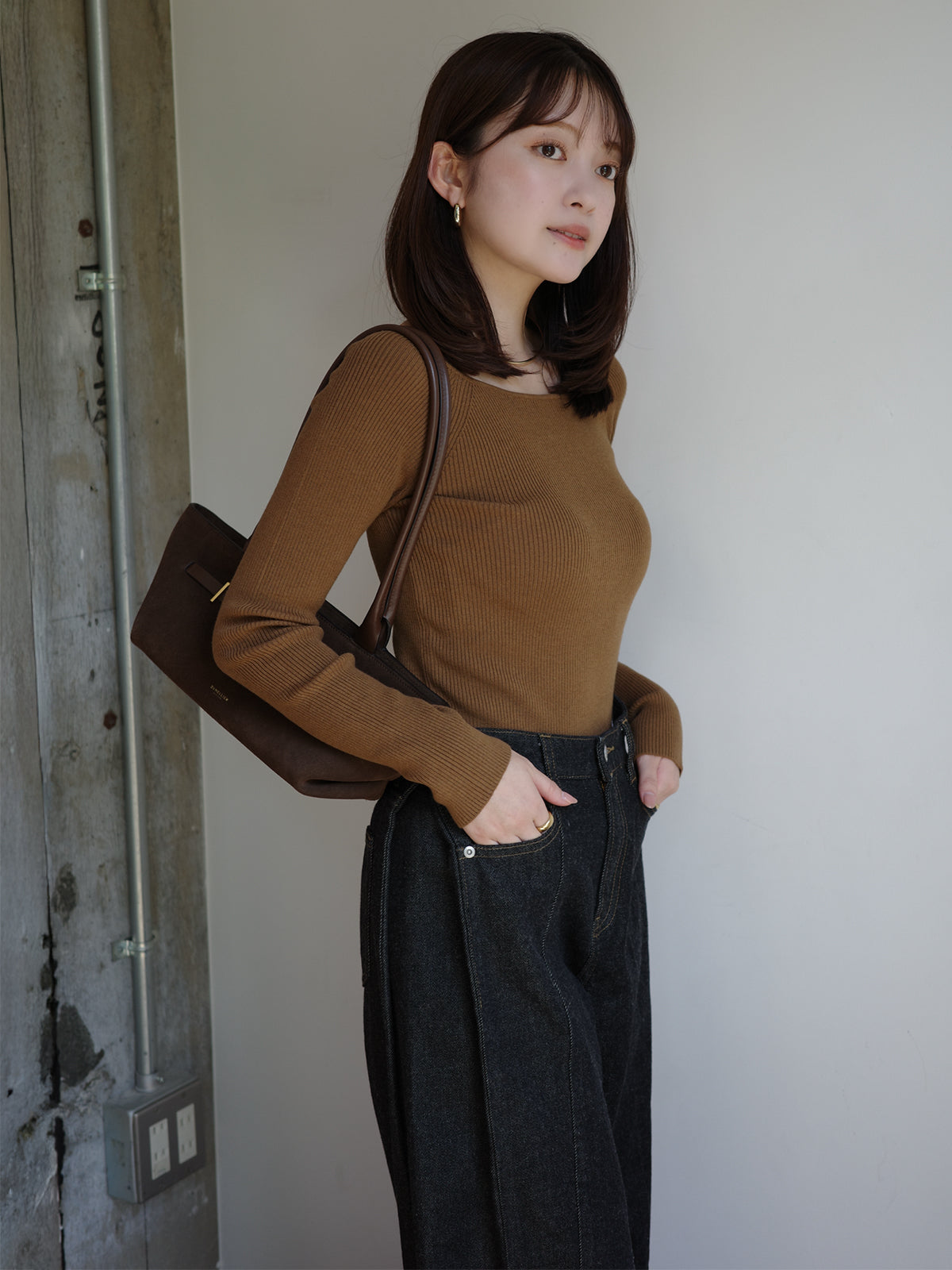 シルクカシミアブレンドボートネックニット