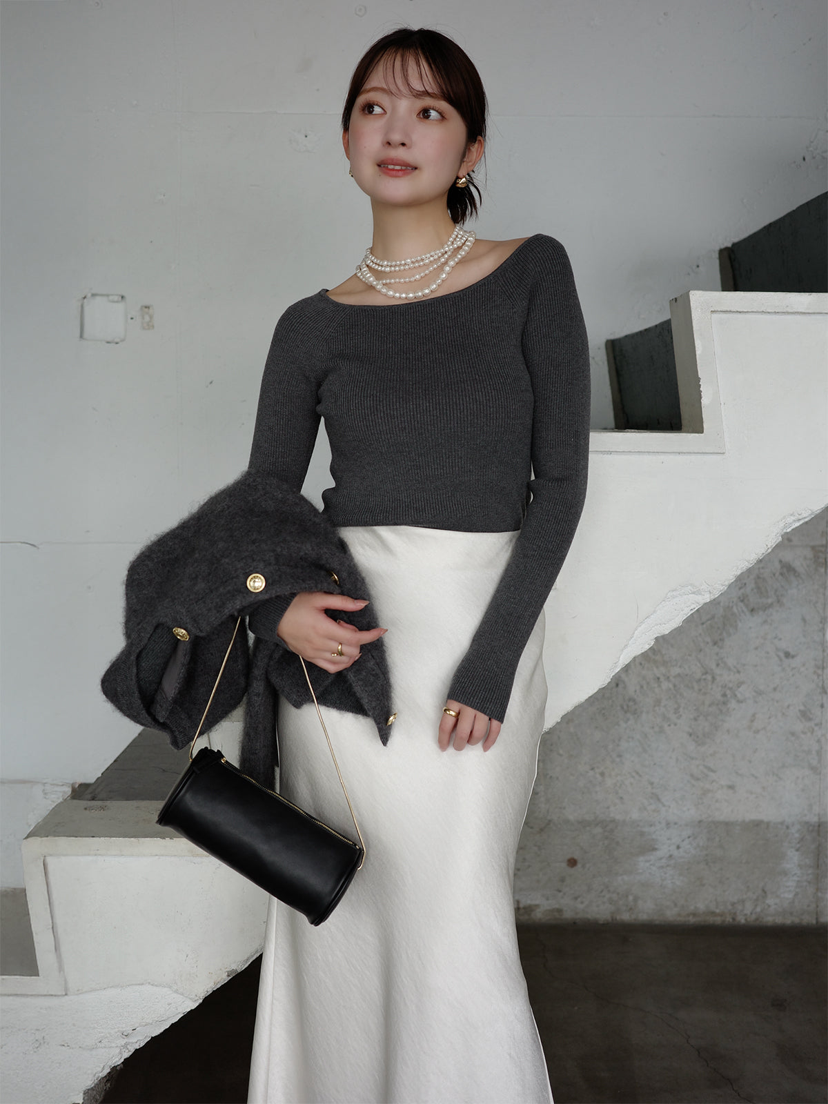 シルクカシミアブレンドボートネックニット