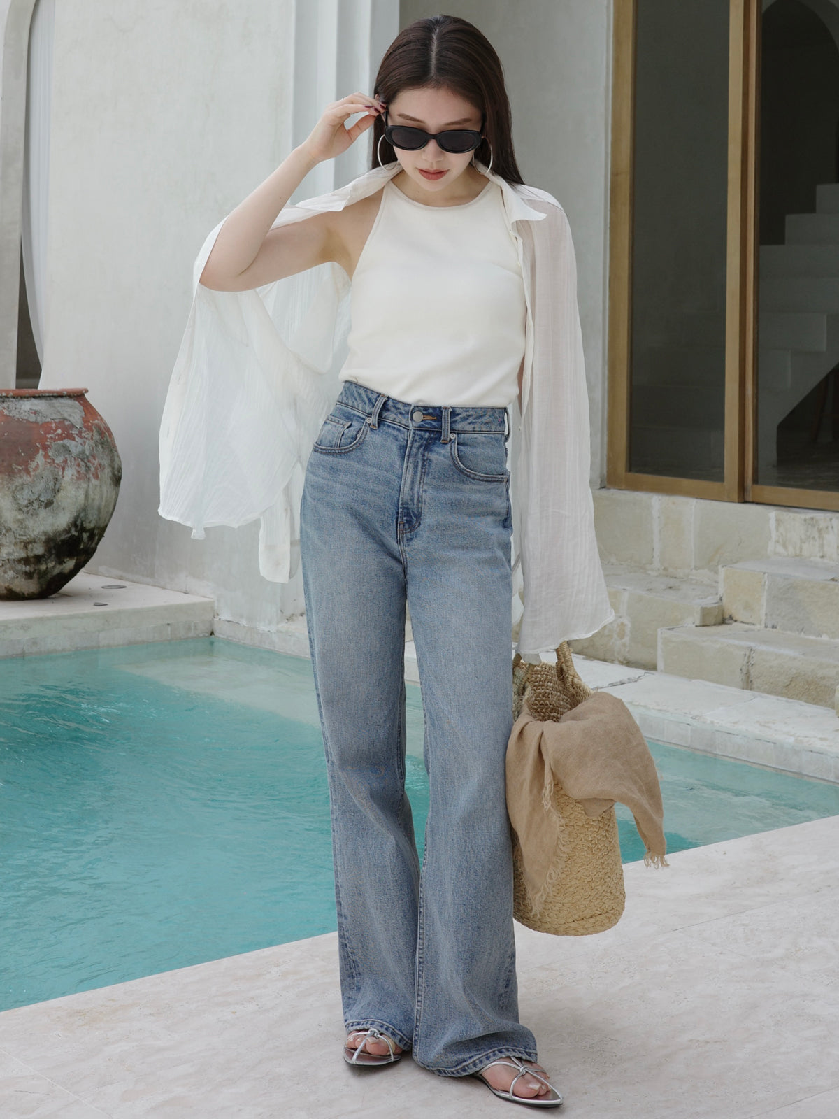 Wide leg denim