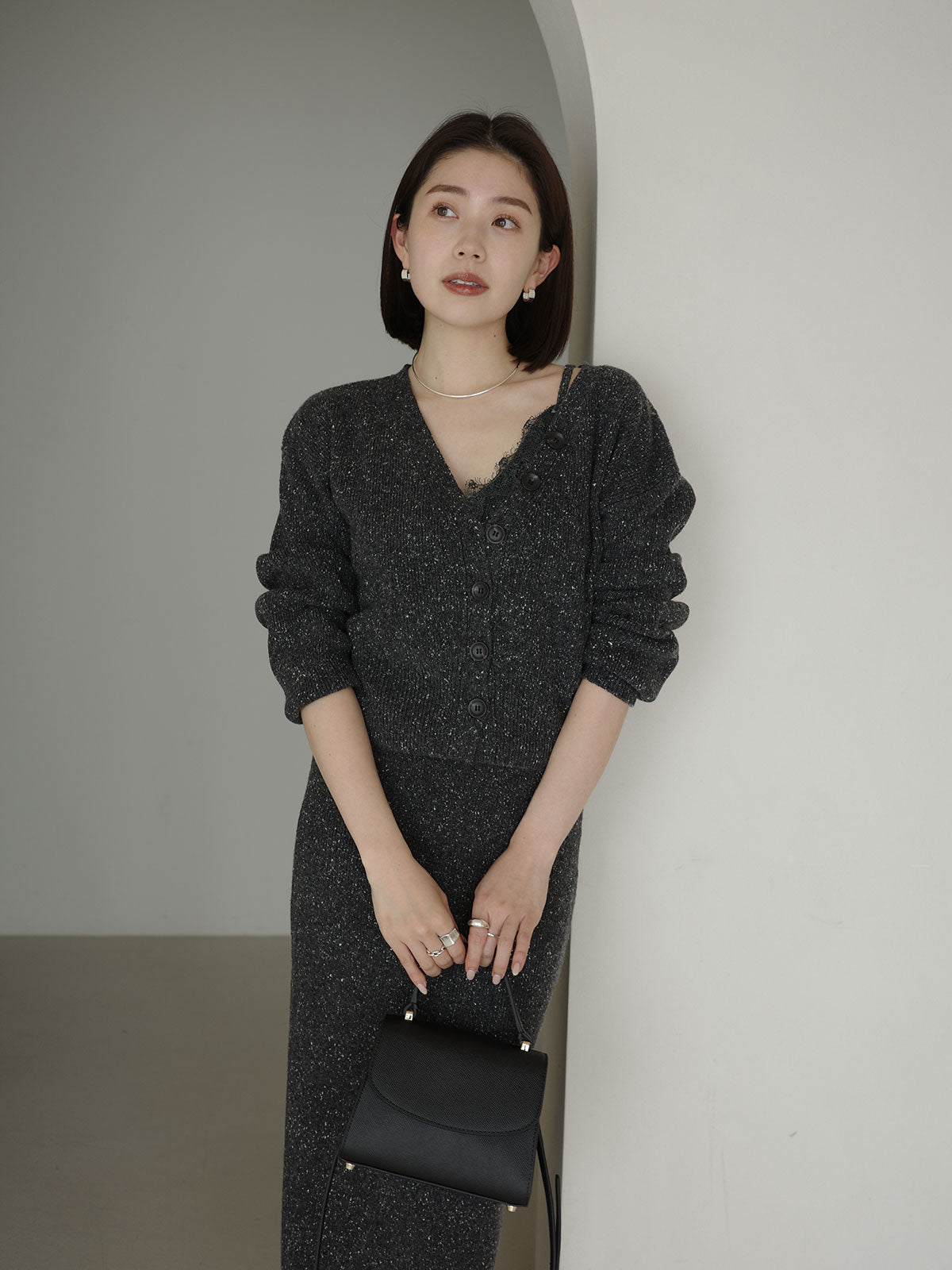 メランジヤーンニットセットアップ