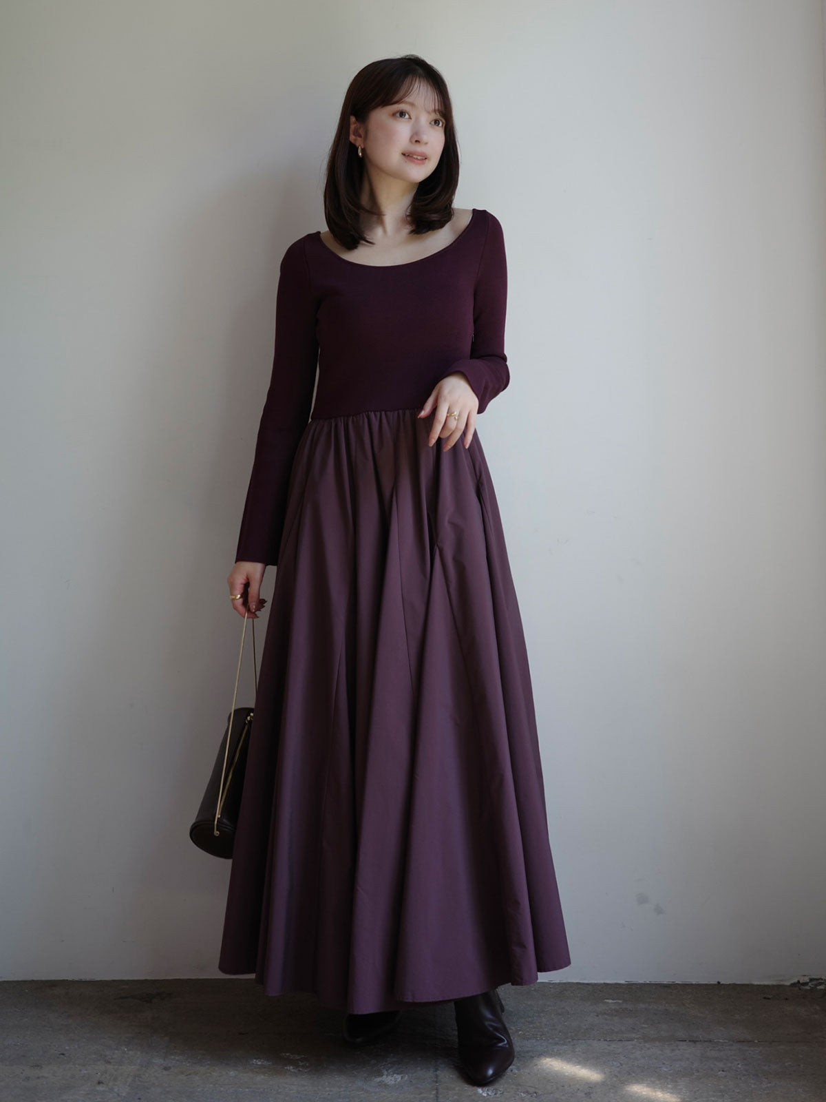 ニットドッキングフレアワンピース