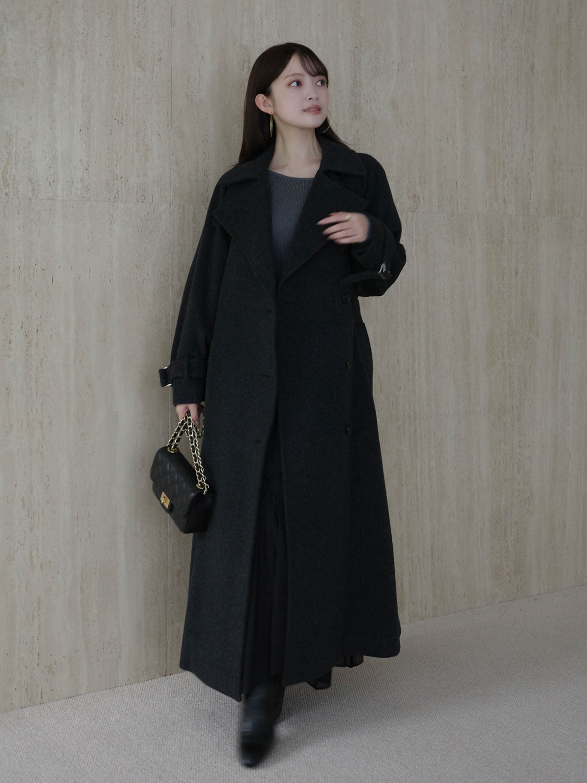 ボートネックイレギュラーヘムドッキングニットワンピース