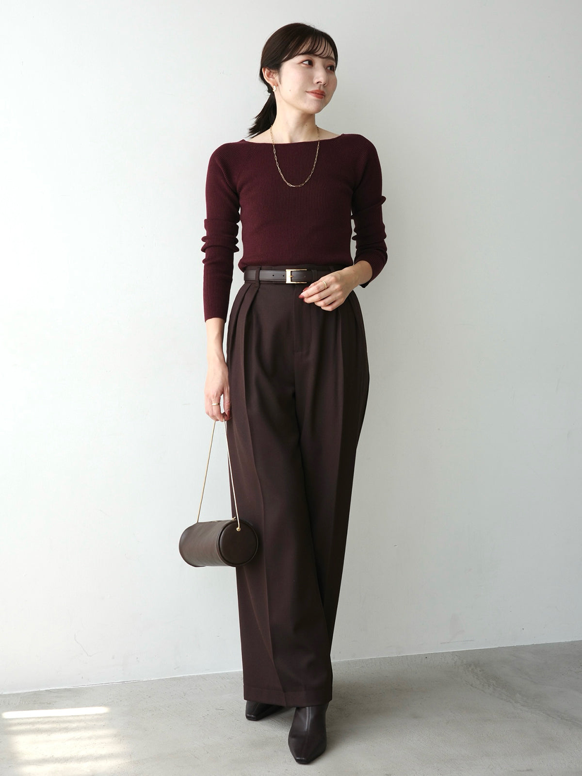 シルクカシミアブレンドボートネックニット