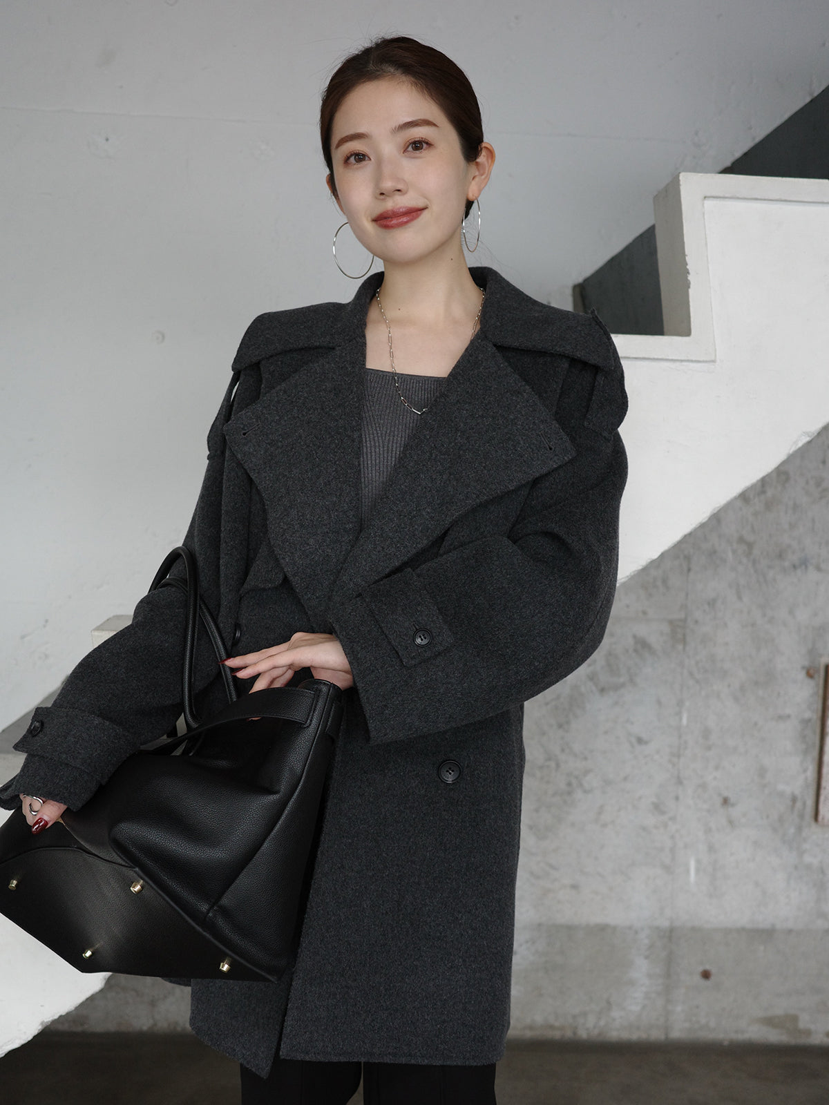 リバーウールミドルトレンチコート