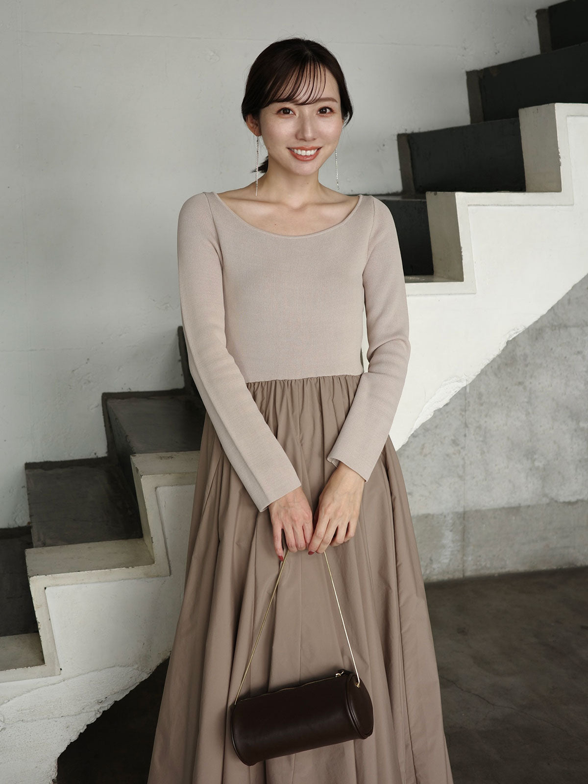 ニットドッキングフレアワンピース