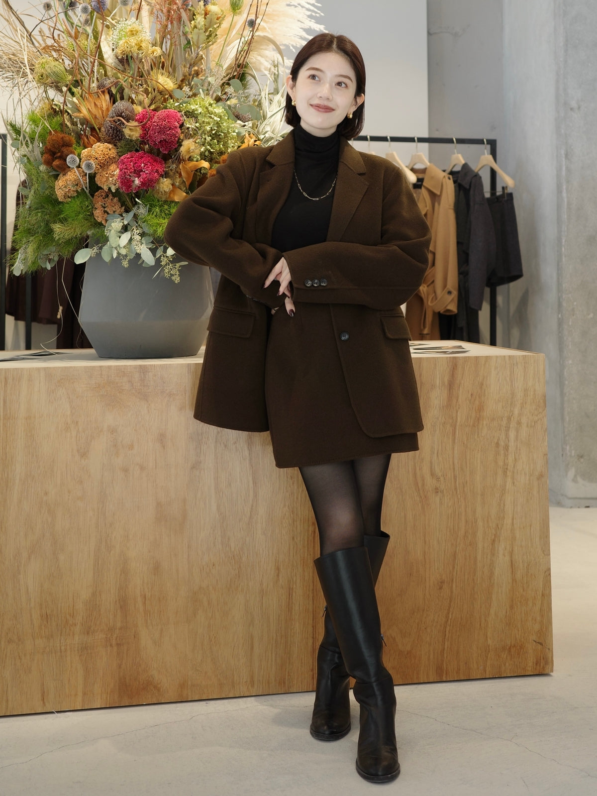 シルクカシミヤブレンドフィットリブタートルニット