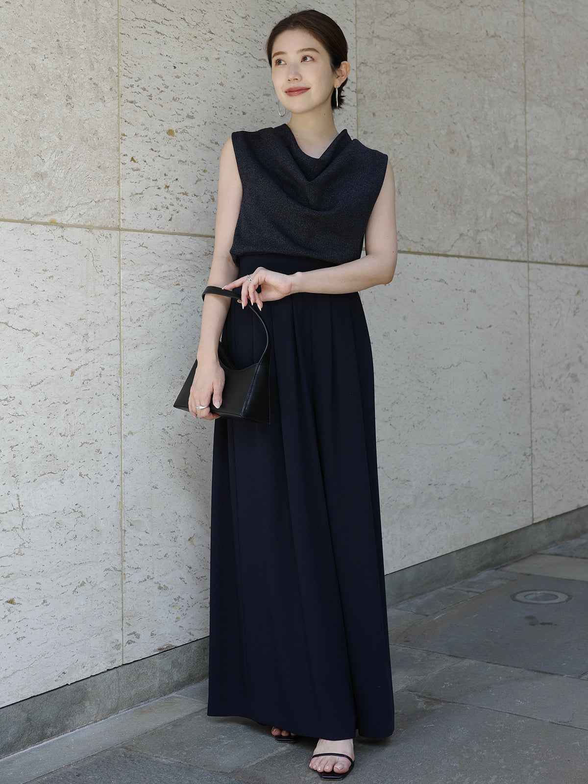 ドレープネックニットトップス