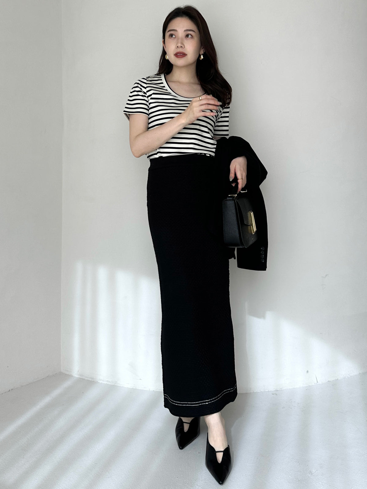 실크 터치 코튼 U넥 티