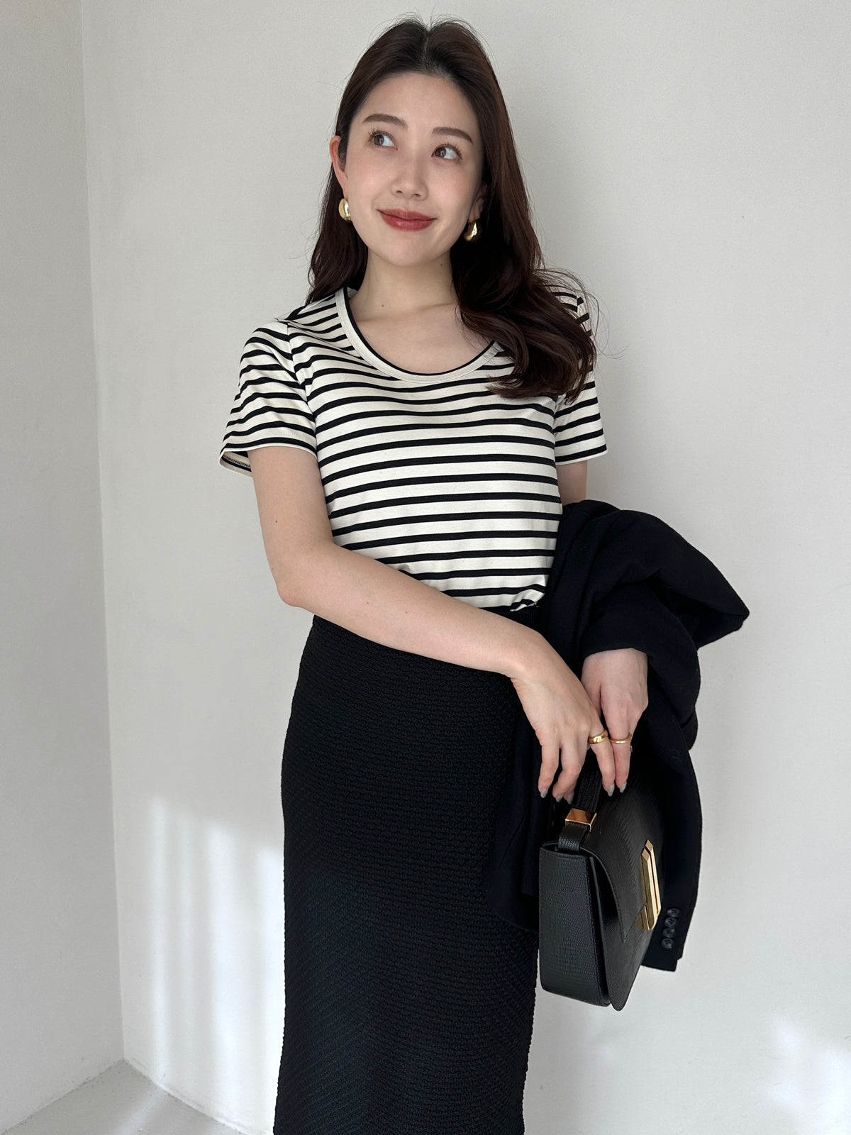 シルクタッチコットンUネックT