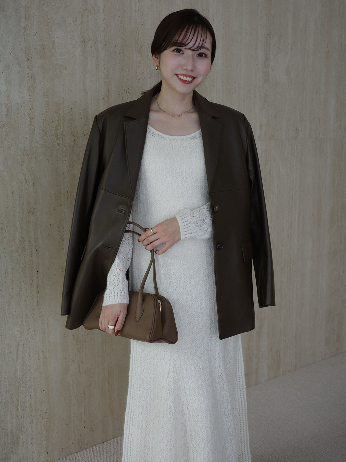 レースワークニットワンピース