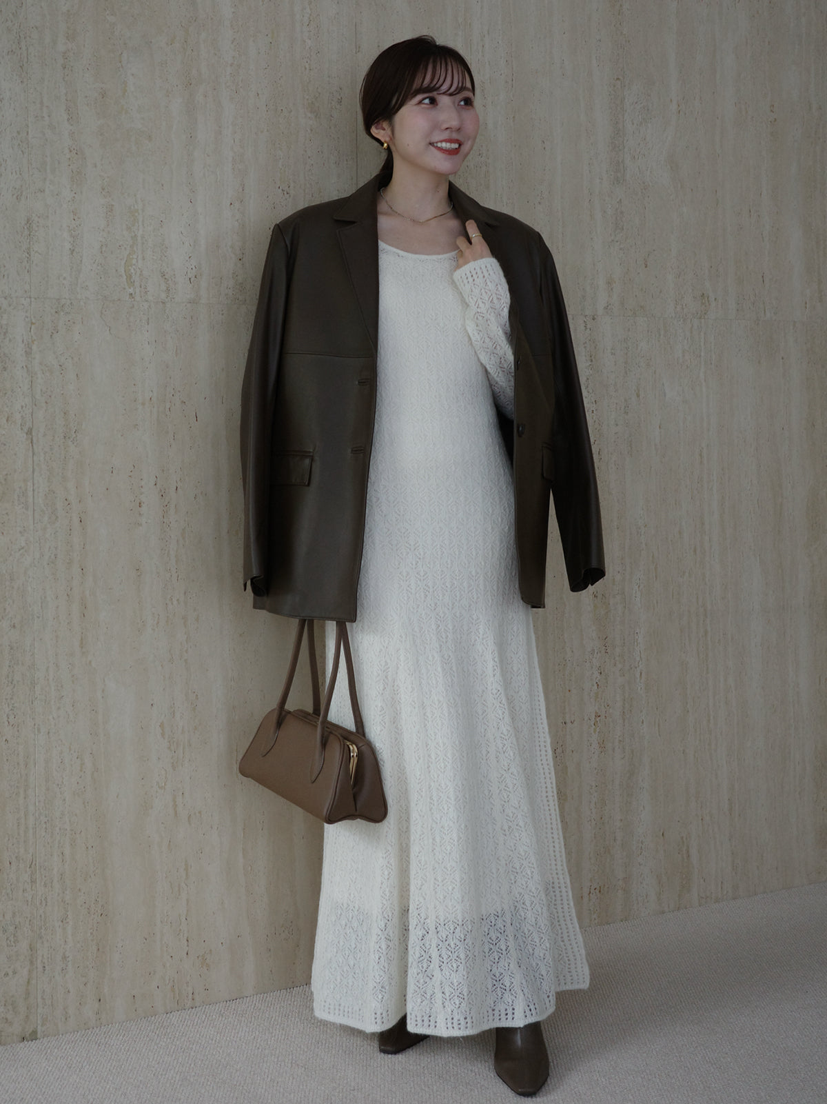 レースワークニットワンピース