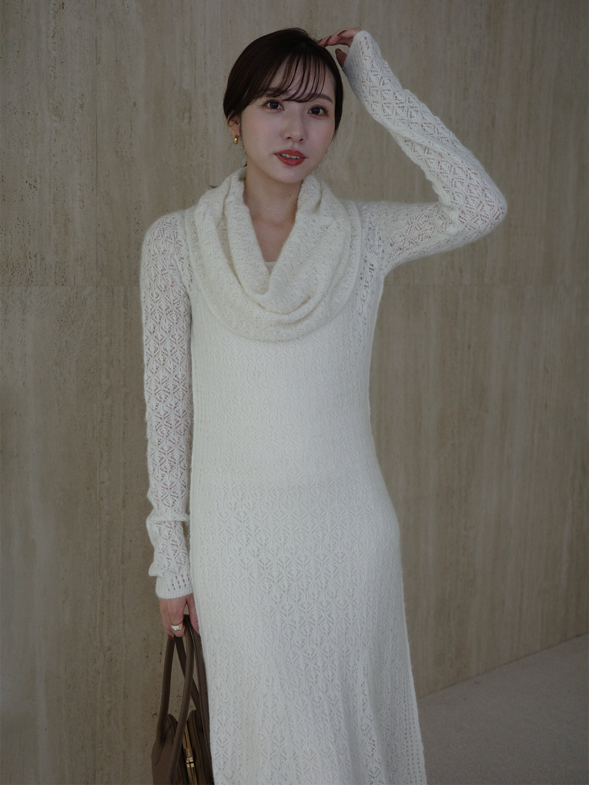 レースワークニットワンピース