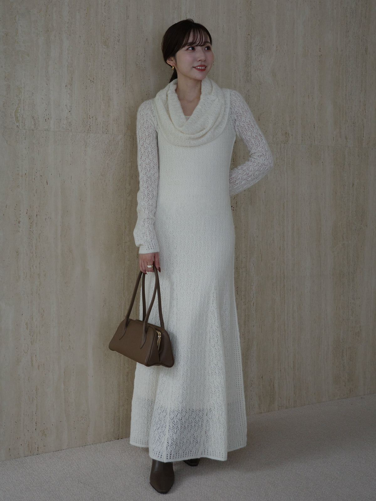 レースワークニットワンピース