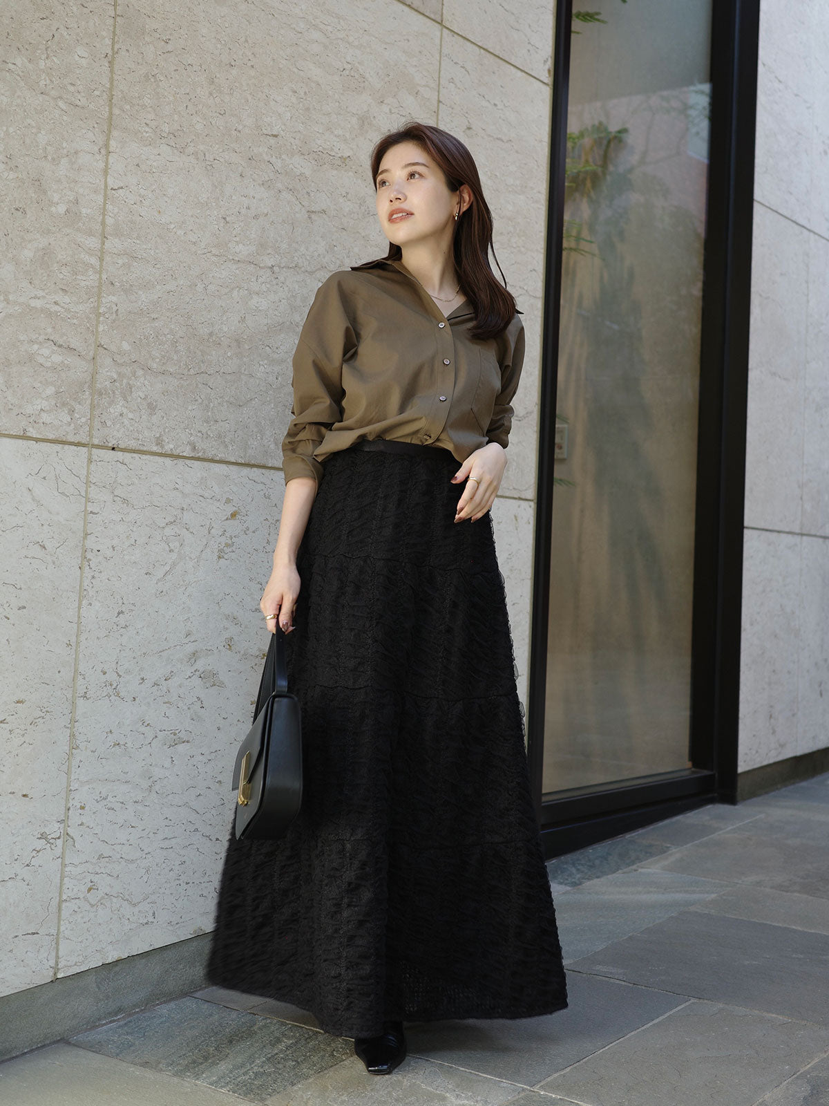 刺绣透视薄纱裙