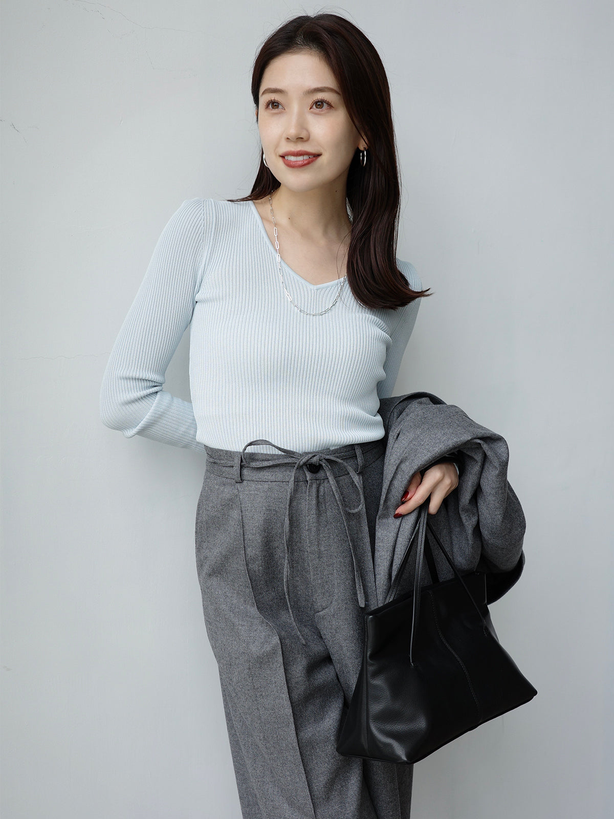 リュクスビスコースリブニットプルオーバー